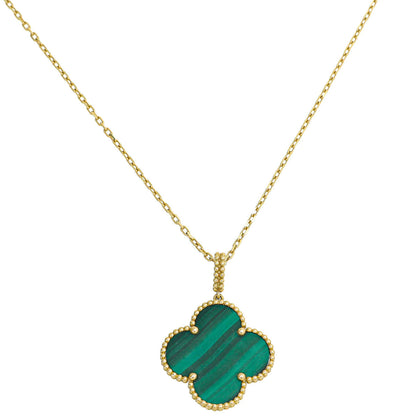 [Violet JW]CLOVER 25MM MALACHITE GOLD NECKLACE