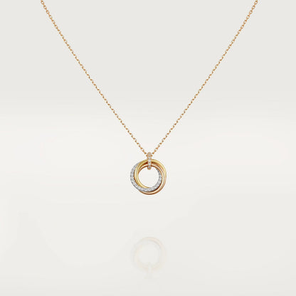 [Violet JW]TRINITY NECKLACE SILVER GOLD PINK GOLD DIAMONDS