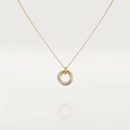 [Violet JW]TRINITY NECKLACE SILVER GOLD PINK GOLD DIAMONDS