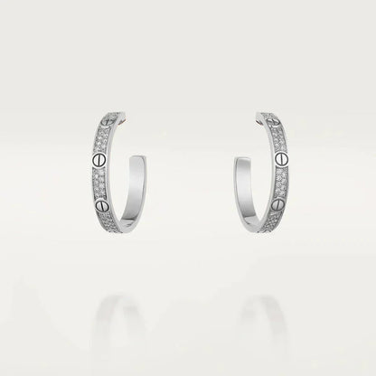 [Violet JW]LOVE DIAMOND SILVER HOOP EARRINGS