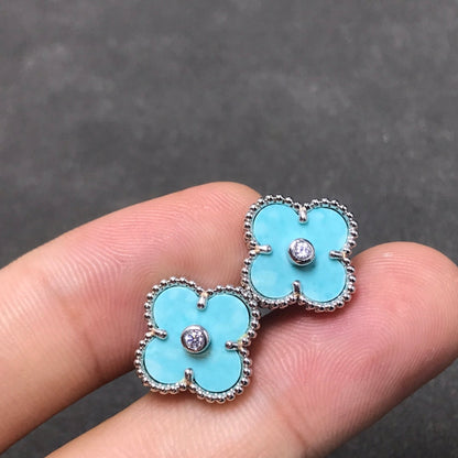 [Violet JW]CLOVER 1 DIAMOND BLUE SKY SILVER EARRINGS