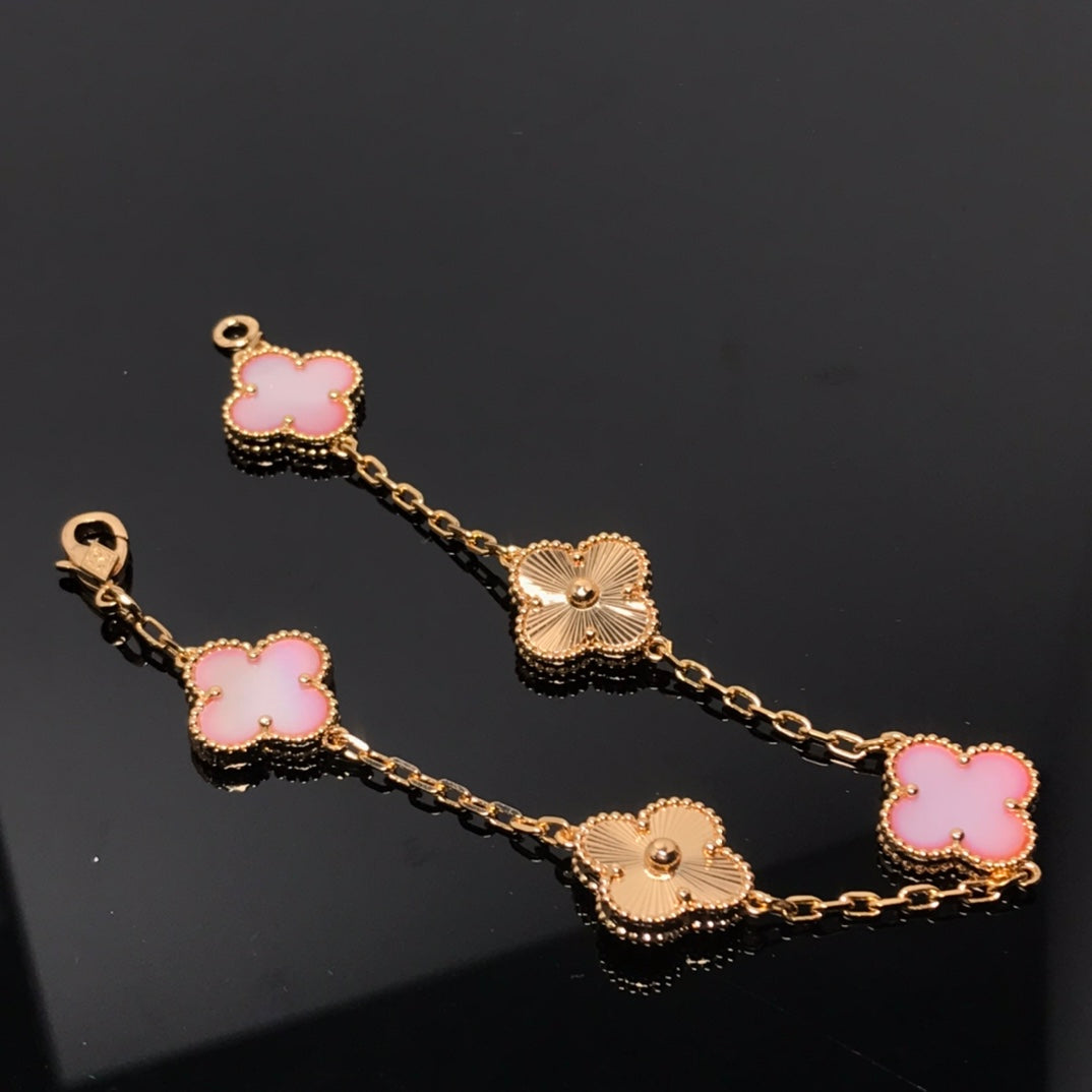 [Violet JW]CLOVER BRACELET 5 MOTIF PINK AND PINK GOLD