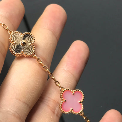 [Violet JW]CLOVER BRACELET 5 MOTIF PINK AND PINK GOLD