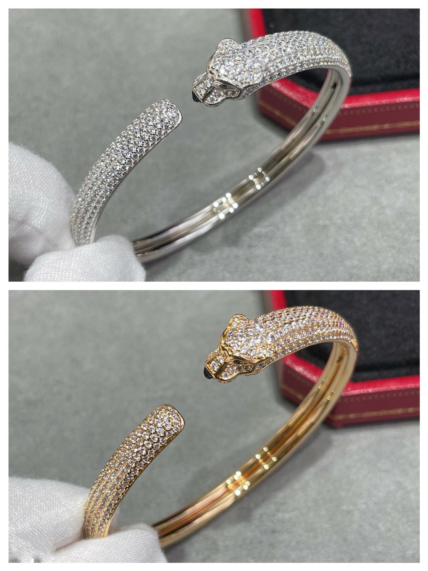 [Violet JW]PANTHERE FULL DIAMOND OPEN BRACELET