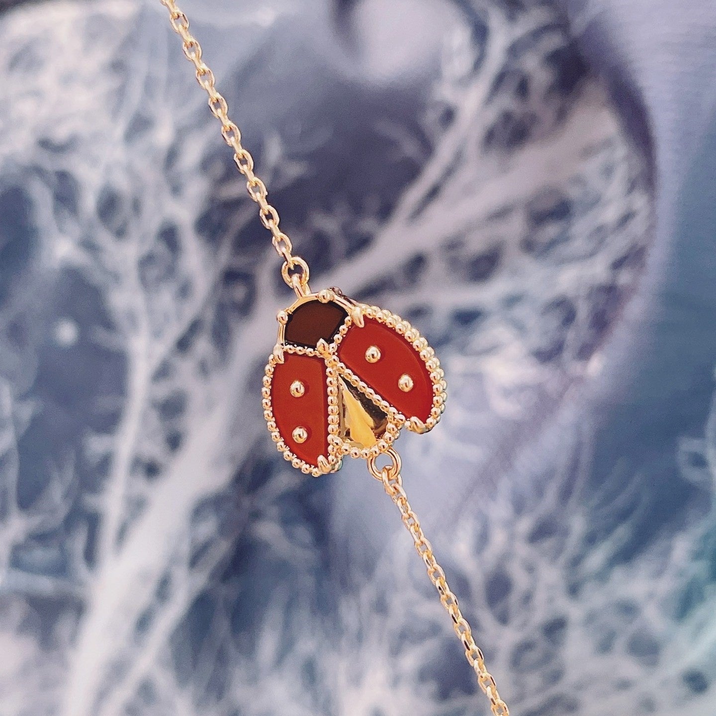 [Violet JW]LUCKY SPRING 1 MOTIF PINK GOLD BRACELET