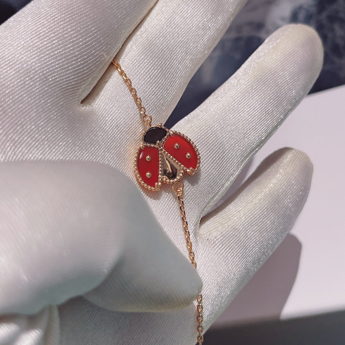 [Violet JW]LUCKY SPRING 1 MOTIF PINK GOLD BRACELET