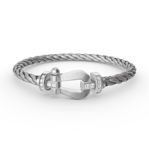 [Violet JW]FORCE LARGE HORSESHOE HALF DIAMOND BRACELET SILVER