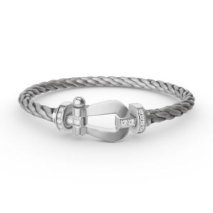 [Violet JW]FORCE LARGE HORSESHOE HALF DIAMOND BRACELET SILVER