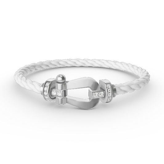 [Violet JW]FORCE LARGE HORSESHOE HALF DIAMOND BRACELET SILVER
