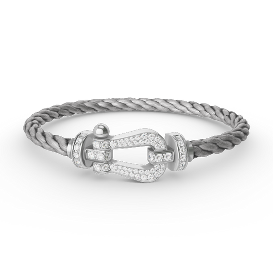[Violet JW]FORCE LARGE HORSESHOE FULL DIAMOND BRACELET SILVER