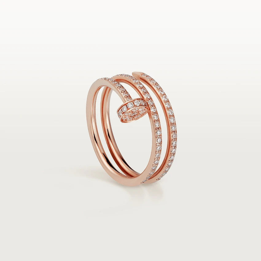 [Violet JW]JUSTE RING 1.8MM PINK GOLD DOUBLE ROW DIAMONDS