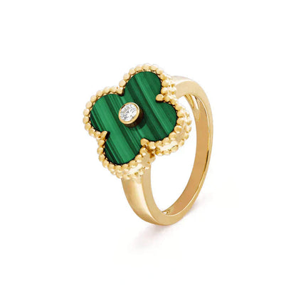 [Violet JW]CLOVER MALACHITE RING GOLD DIAMOND