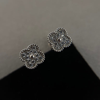 [Violet JW]CLOVER MINI DIAMOND STUD EARRINGS