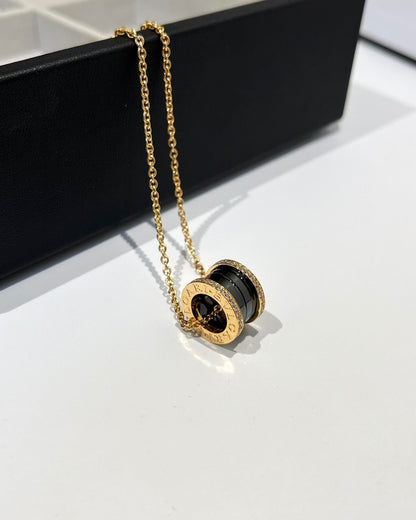 [Violet JW]ZERO 1 BLACK CERAMIC DIAMOND PINK GOLD NECKLACE