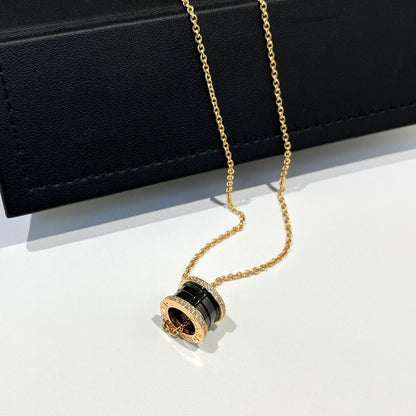 [Violet JW]ZERO 1 BLACK CERAMIC DIAMOND PINK GOLD NECKLACE