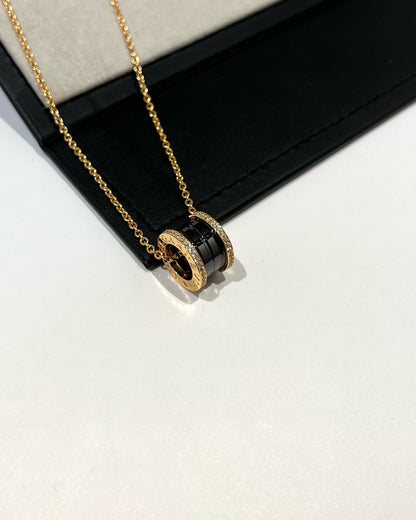 [Violet JW]ZERO 1 BLACK CERAMIC DIAMOND PINK GOLD NECKLACE