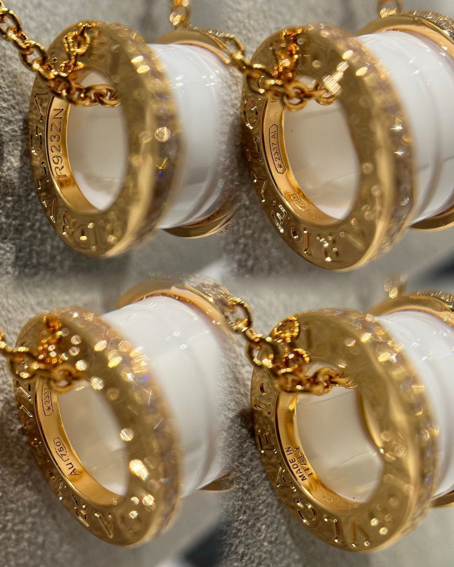 [Violet JW]ZERO 1 WHITE CERAMIC DIAMOND PINK GOLD NECKLACE